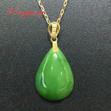 18 k yellow gold with 100% natural jade pendant Spinach is green  Simple and easy Fine jewelry