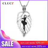 CLUCI Cute Silver 925 Figure Shape Charm Pendant Women Dancing Ballet Girl Cage Pendant Real 925 Sterling Silver Pearl Locket
