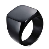 Rings Square Large Wide Seal Rings 24K Titanium Steel man Finger Ring Silver Black Gold Men Jewelry