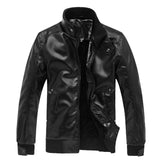 SFIT 2019 New Fashion Autumn Male Leather Jacket Plus Size 3XL Black Brown Mens Stand Collar Coats Leather Biker Jackets
